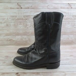 Justin Boots Womens 5 Black Leather Classic Pull On Western Boots Roper Dancing